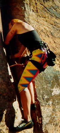 Starting up Generic Crack (5.10) at Indian Creek (the bruise on my arm is from my fall on The White Way)