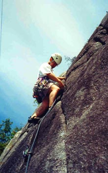 Todd leading Koko Krack (5.10a), listed as Popsikle (5.7)