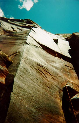 Geoff on Supercrack of the Desert (5.10) at Indian Creek