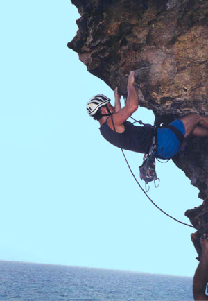 Steep enough for you?  Todd leading Going to Cayman With a Snorkel in My Jeans, 5.10c