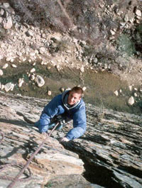 Top of the 2nd pitch of Ending Crack 5.7, on Hwy 33 near Ojai.