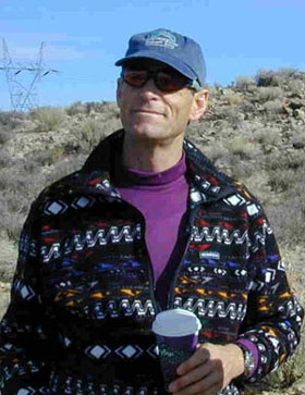 Reese Martin getting caffinated in the Ownes River Gorge parking lot