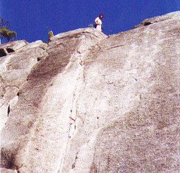 Adrian at the top of Flying Circus (5.10a)