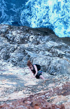 Me following The Devil Wears Flippers, 5.11a