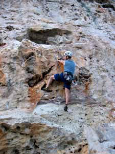 Todd leading Shooting the Curl, 5.10a