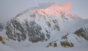 Early morning light on Mt. Foraker from the Kahiltna airstrip.