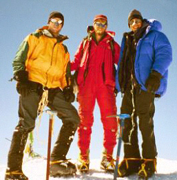Jason, Pax, and Josh on the summit of Denali, June 13th, 2002.