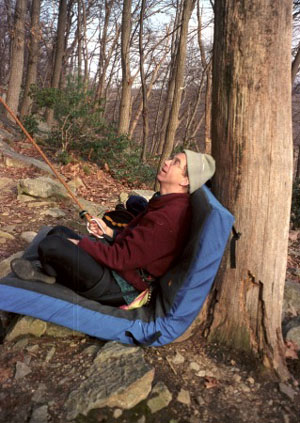 Mike belaying in comfort