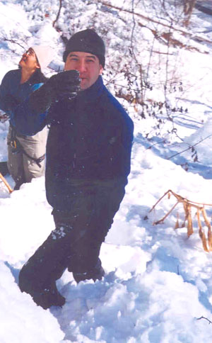 Todd throwing snowballs