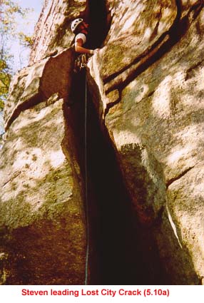 Steven leading Lost City Crack (5.10a)