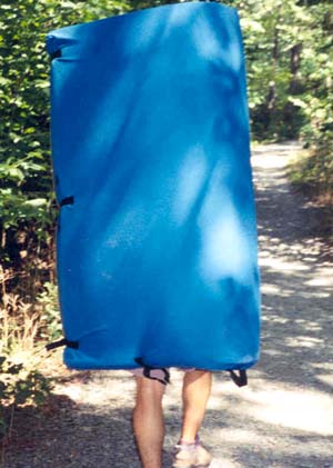 Got Milk?  Todd totters along with bouldering pad in tow