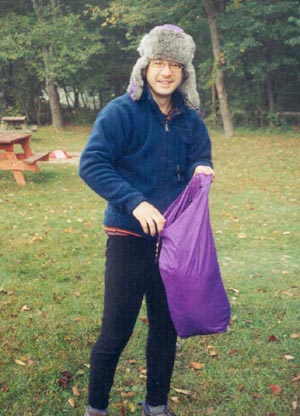 Would you date this man? Todd in a fashionable fur hat at the Rumney campground.
