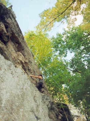 Todd on Niki's Crack (5.11d)