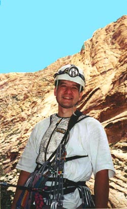 Todd at a belay in the Epineprhine chimneys