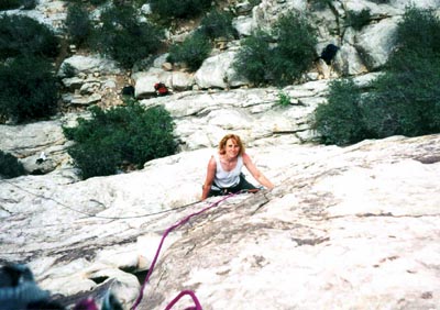 Me following on the first pitch (5.6) of Prince of Darkness (5.10c)