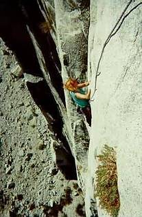 Me on Rixon's Pinnacle West Face (5.10c)